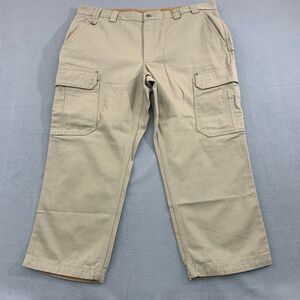 Duluth Trading Co. Cargo Work Pants Mens Size 44X28 Beige Fire Hose Relaxed Fit